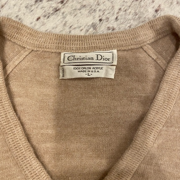 Christian Dior beige v neck knit sweater vintage - Picture 7 of 7